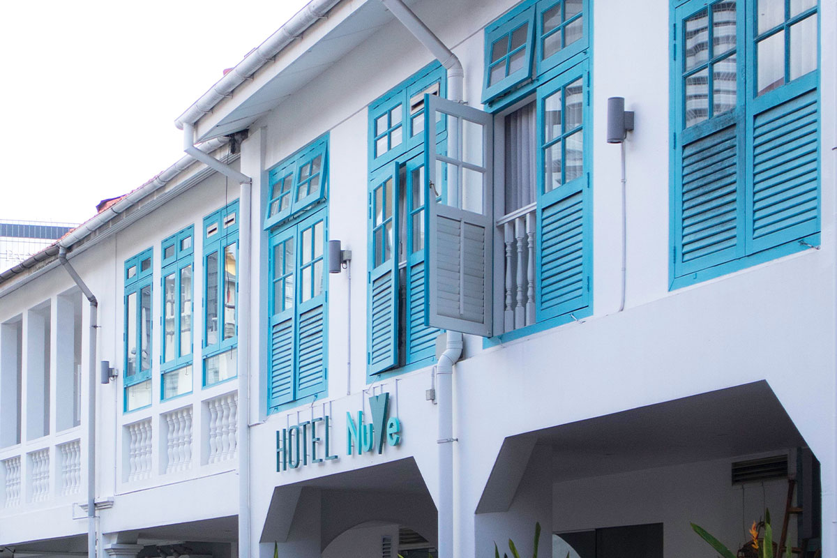Façade of Hotel NuVe, a boutique hotel Singapore